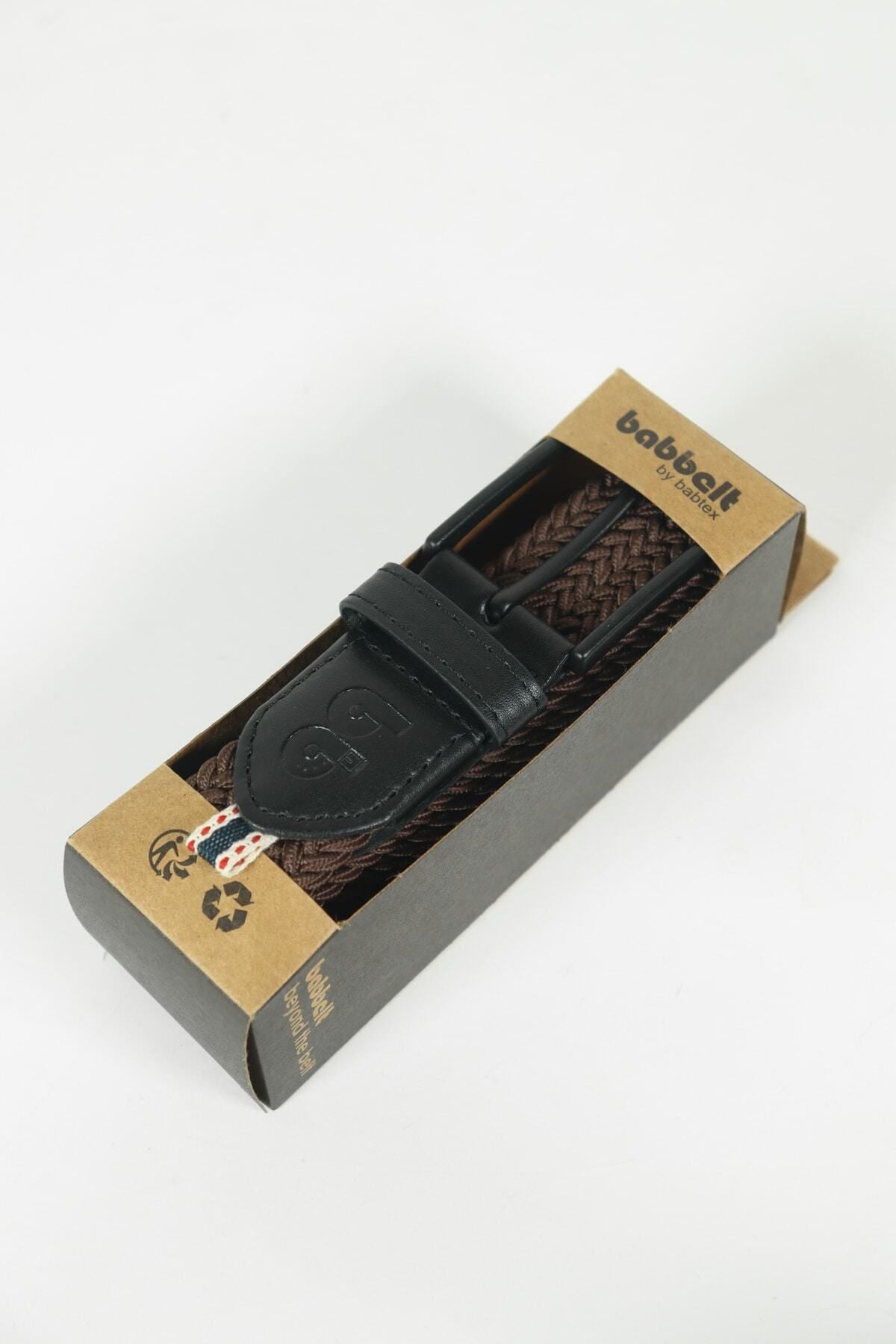 Elastic Knit Unisex Belt Brown