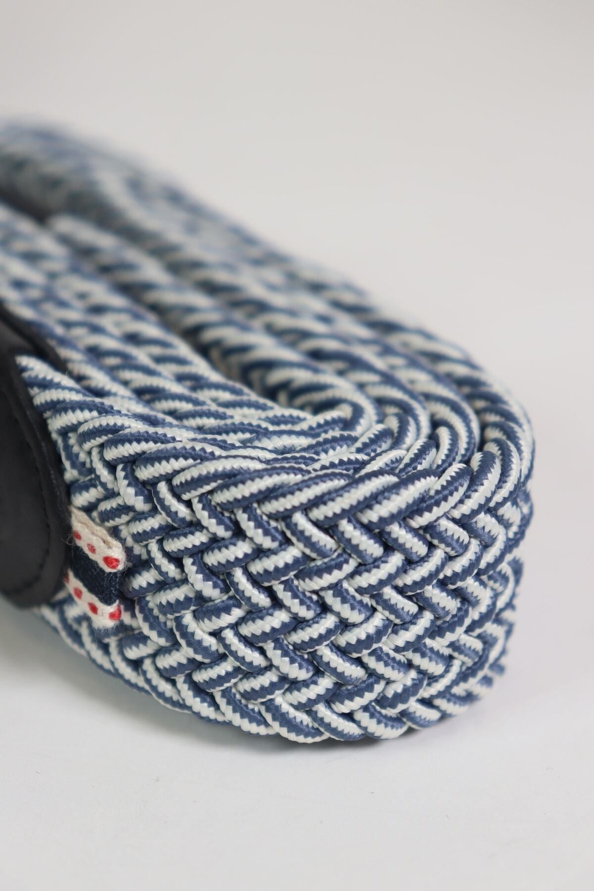 Elastic Knit Unisex Belt Indigo-white