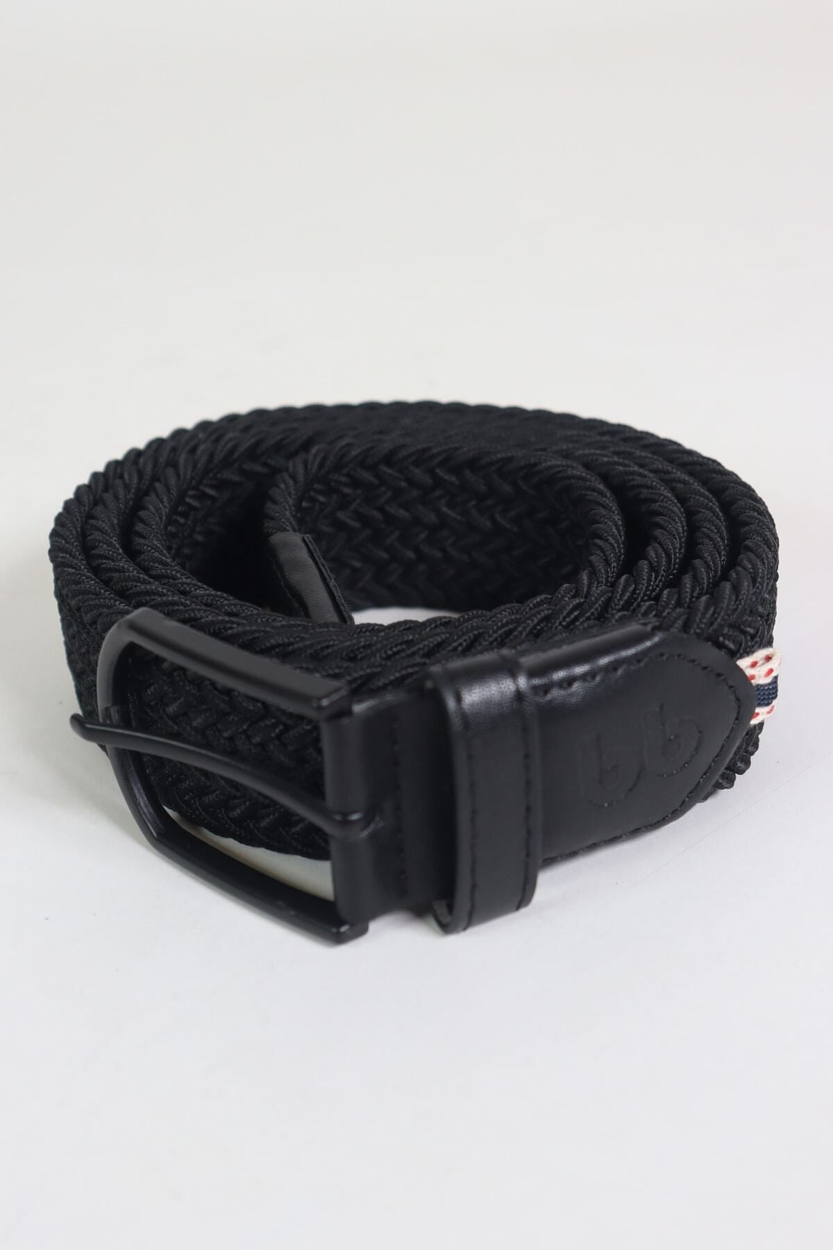 Elastischer Strickgürtel Unisex Schwarz