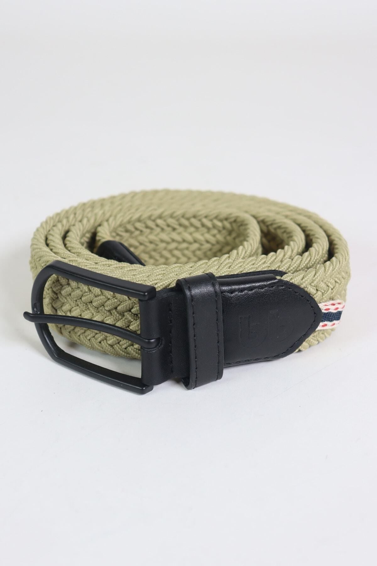 Elastischer Strick-Unisex-Gürtel Olivgrün