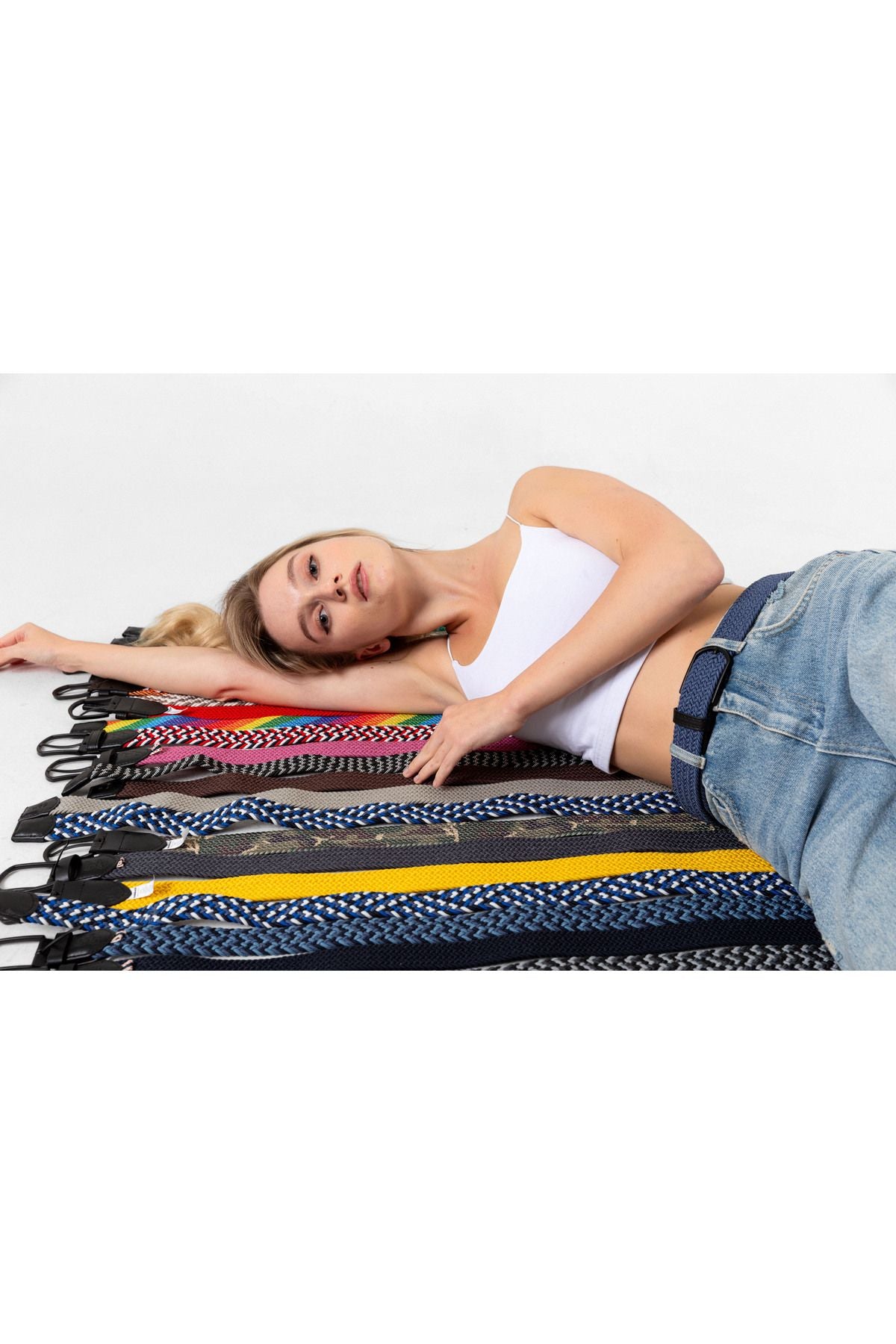 Elastischer Strick-Unisex-Gürtel Indigo