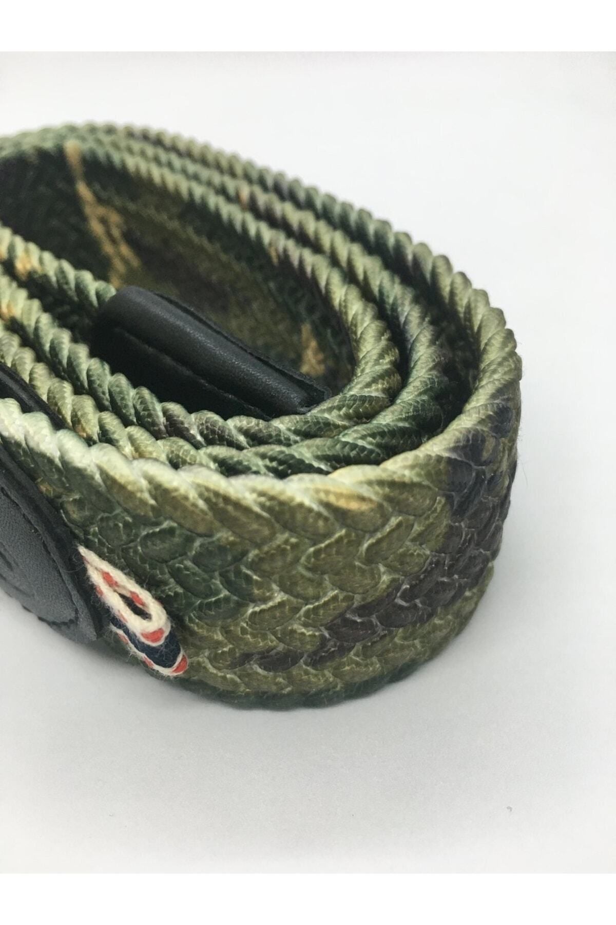 Elastischer Strickgürtel Unisex Grünes Camouflage-Muster