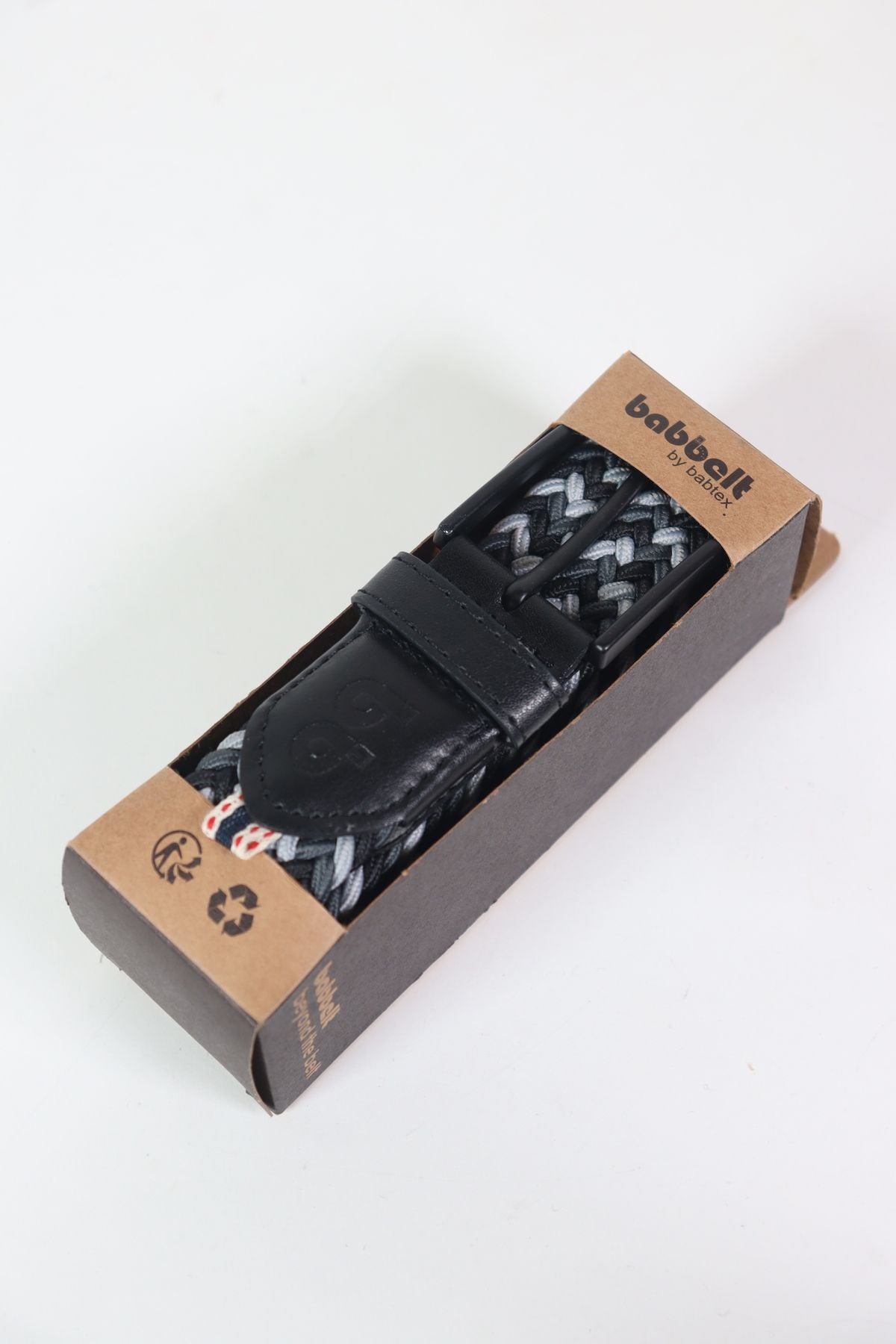 Elastic Knitted Unisex Belt Black-grey