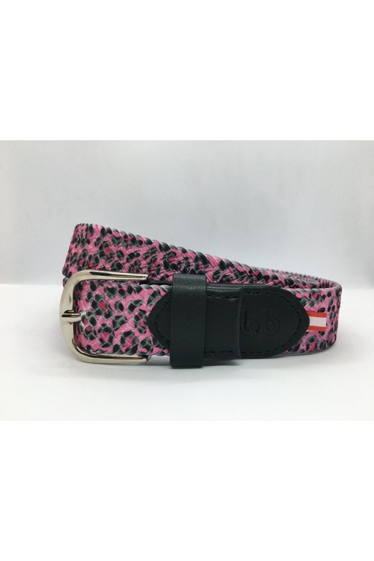 Elastik Örgü Çocuk Kemeri Pembe Leopar Desenli