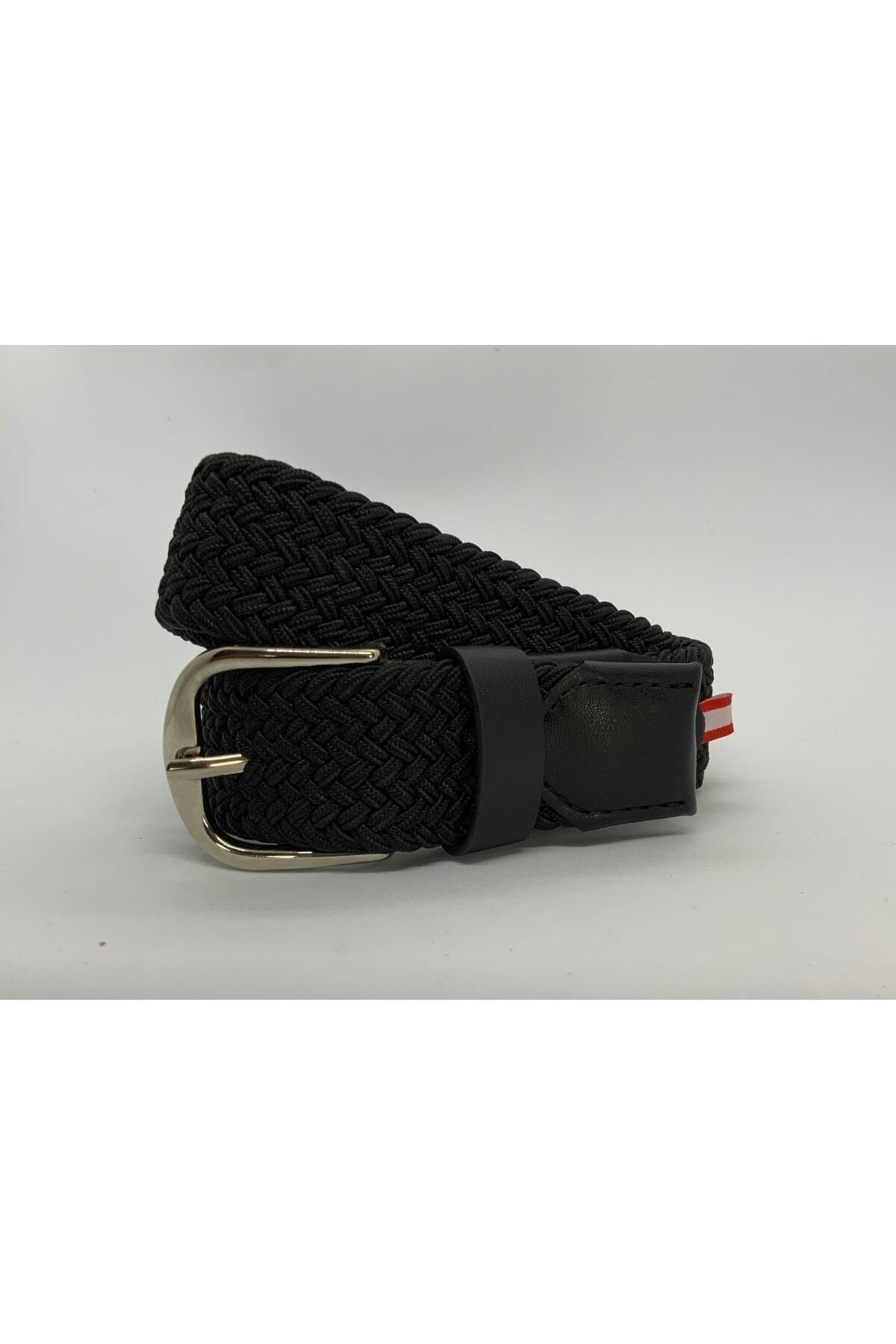 Elastic Knitted Kids Belt Black