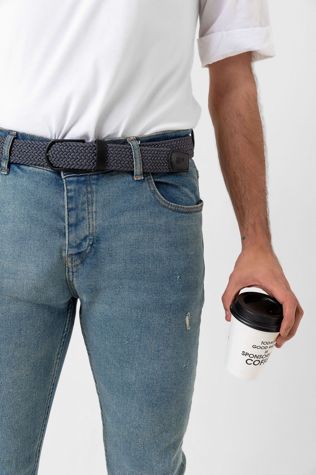 Elastic Knit Unisex Belt Anthracite