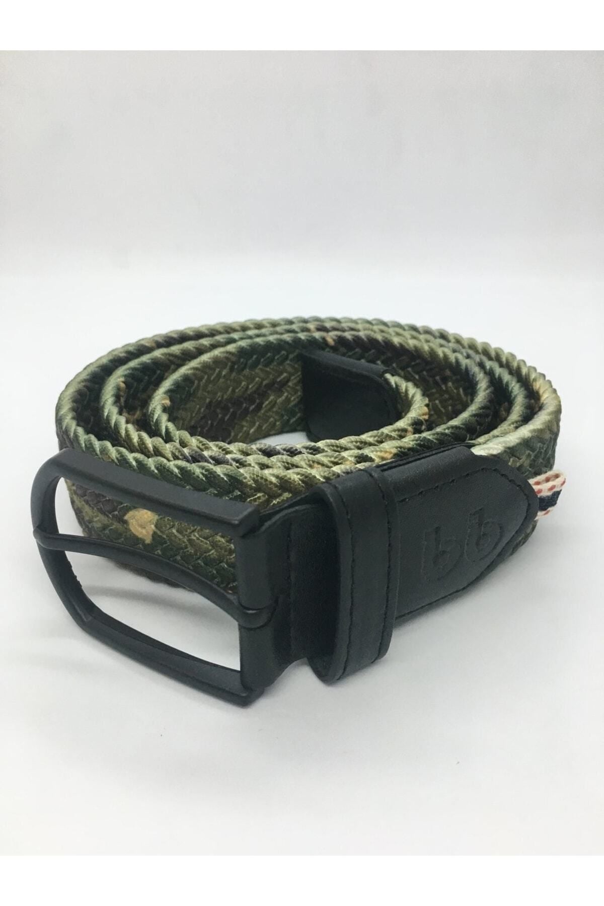 Elastischer Strickgürtel Unisex Grünes Camouflage-Muster