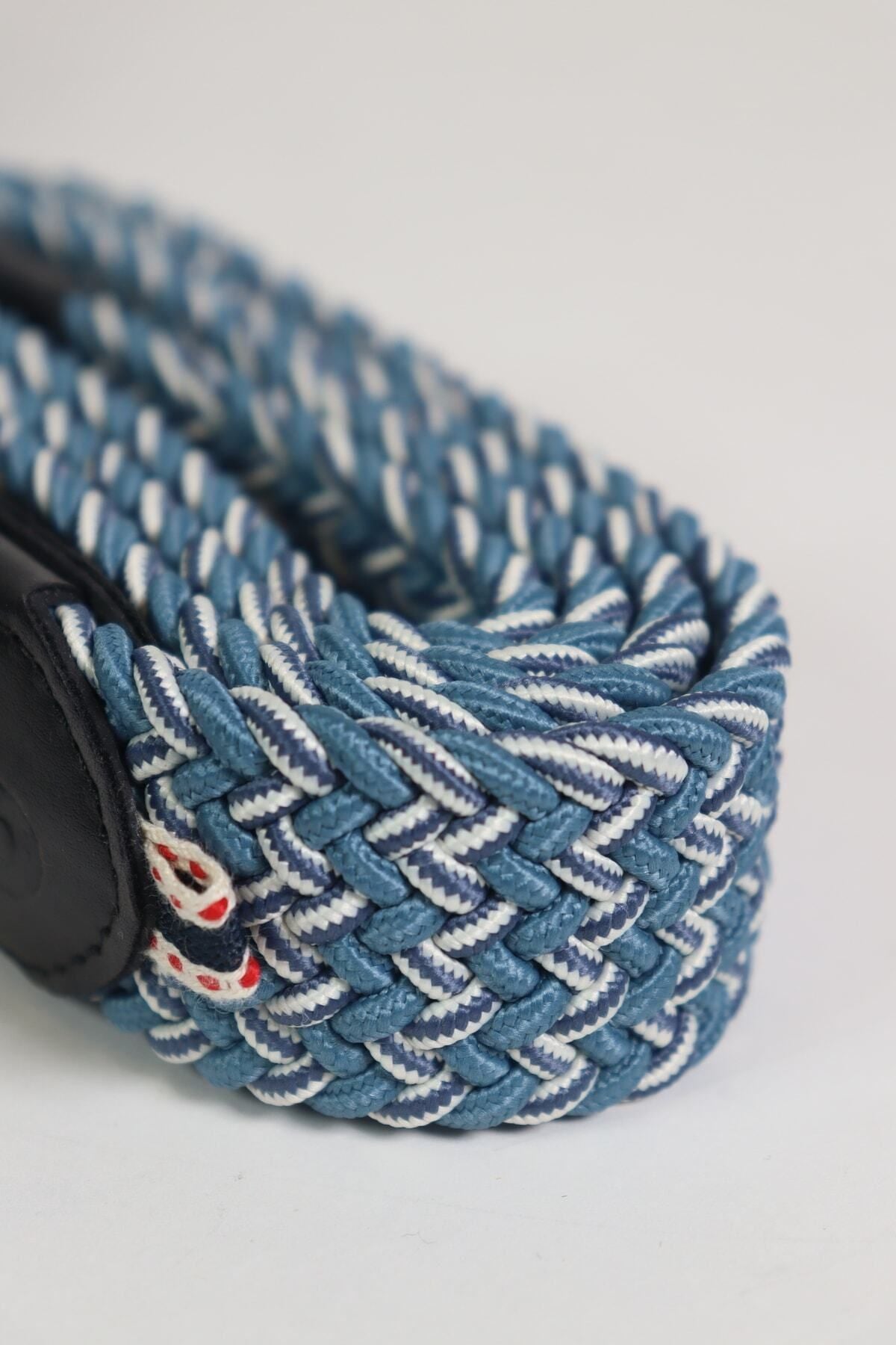 Elastischer Strickgürtel Unisex Blau-Ecru