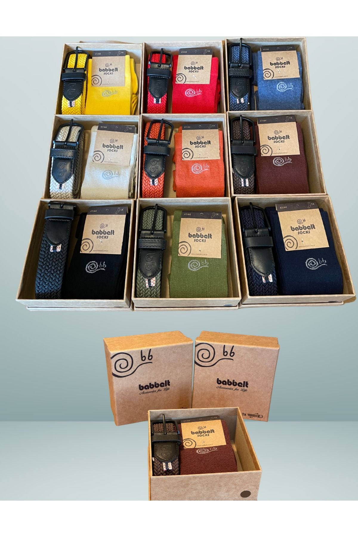 Bunter Geschenkbox-Gürtel und Socken