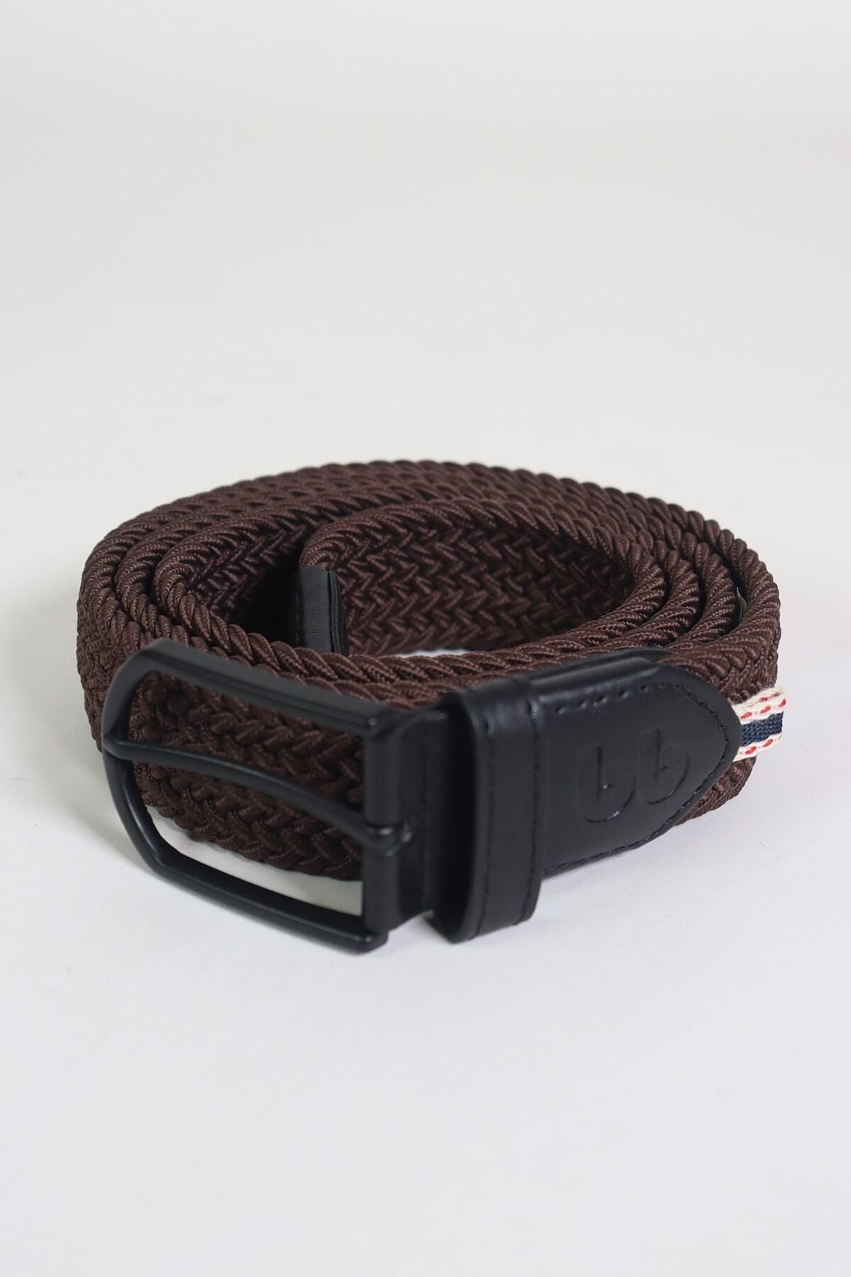 Elastic Knit Unisex Belt Brown
