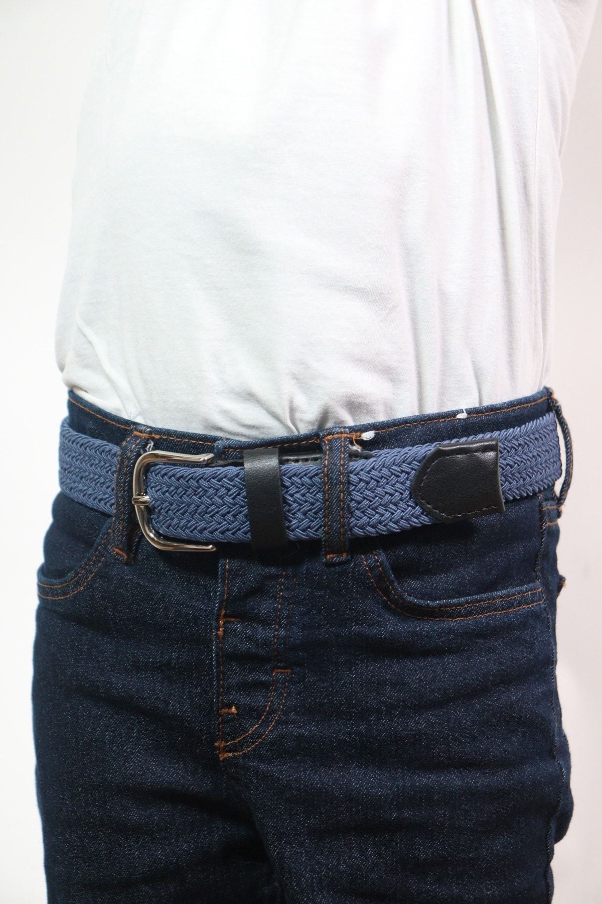 Elastic Knitted Kids Belt Indigo
