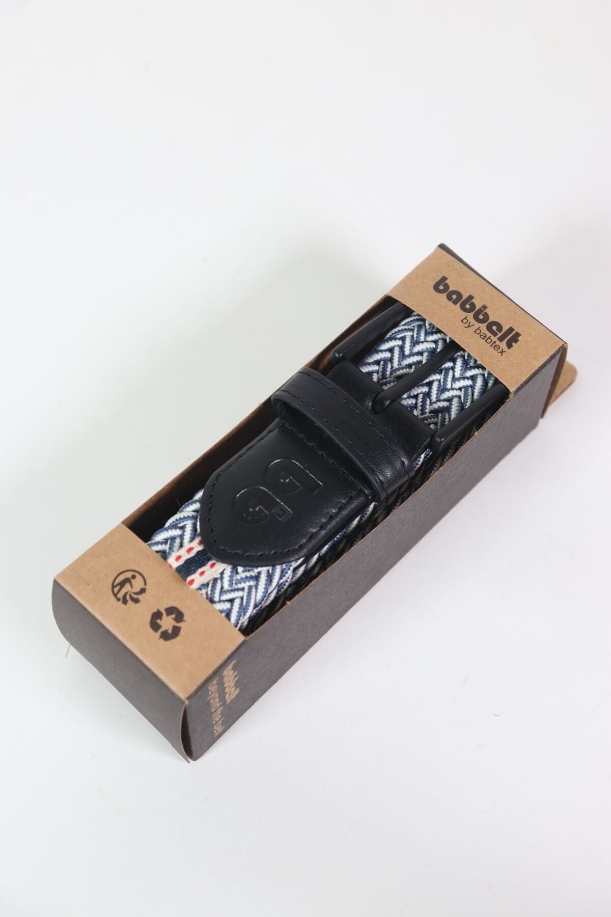 Elastic Knit Unisex Belt Indigo-white
