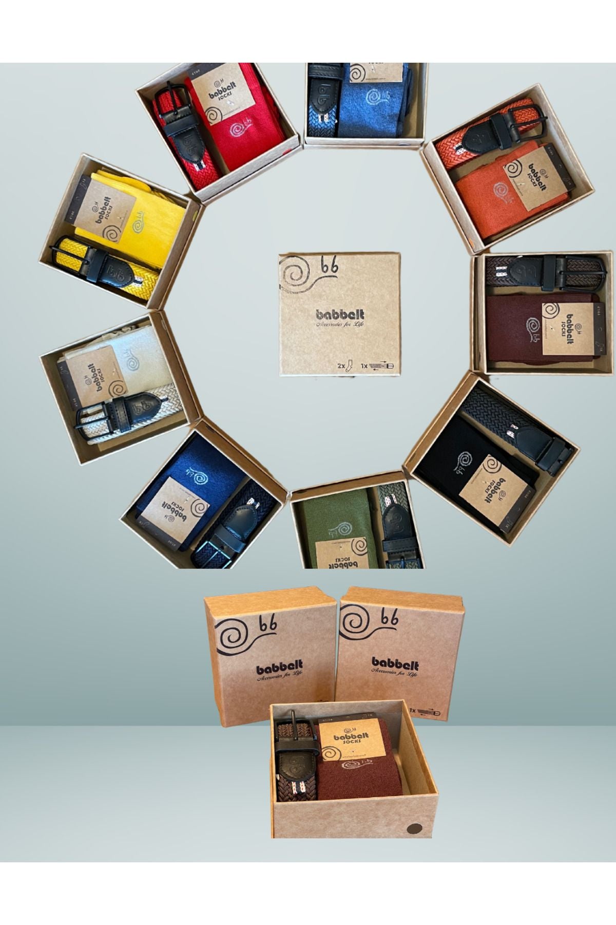 Bunter Geschenkbox-Gürtel und Socken