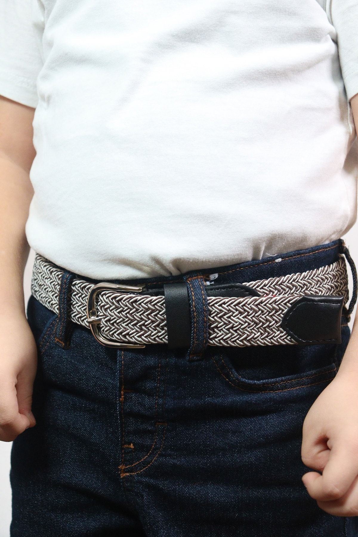 Elastischer Strickgürtel für Kinder in Braun
