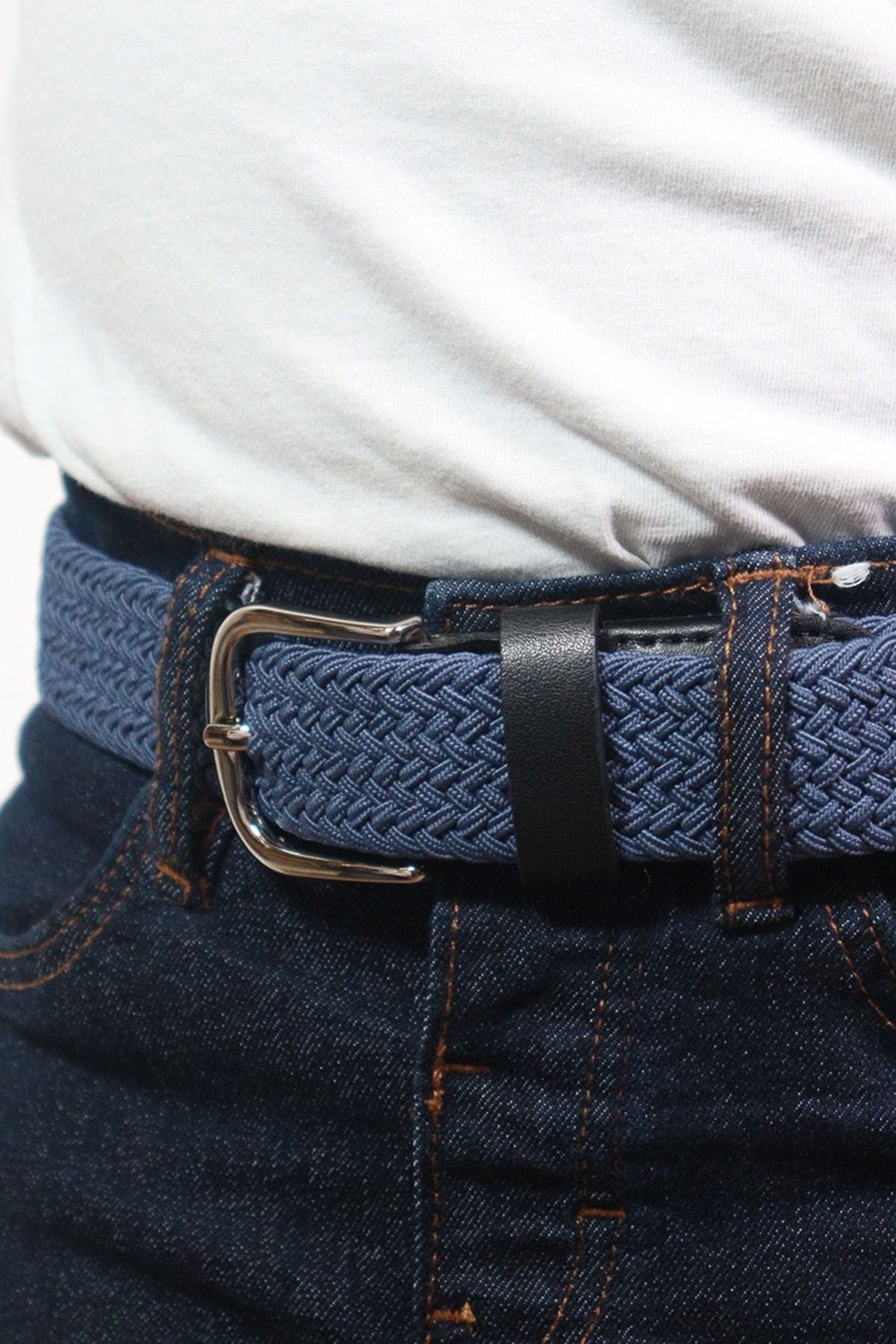 Elastic Knitted Kids Belt Indigo