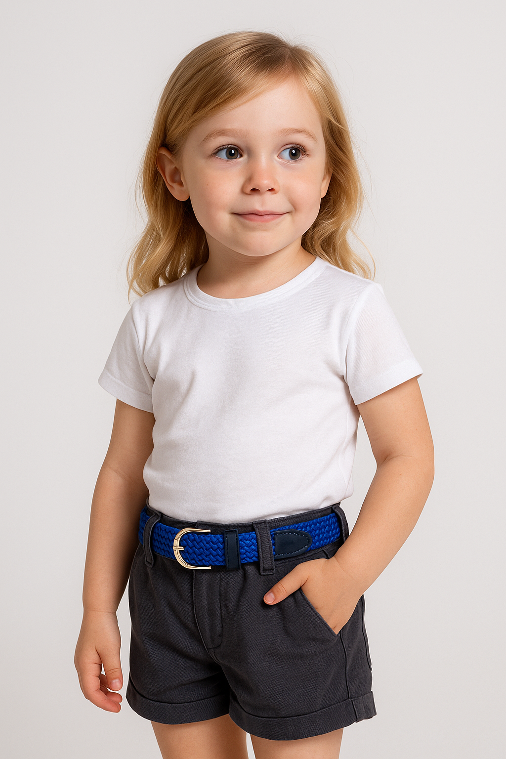 Elastic Knitted Children's Belt Saxe Blue