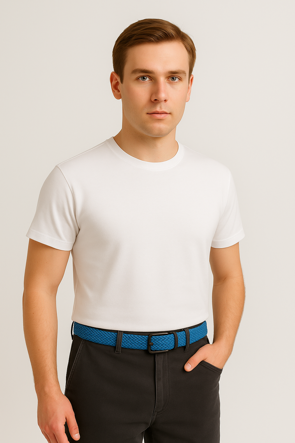 Elastic Knit Unisex Belt Light Indigo