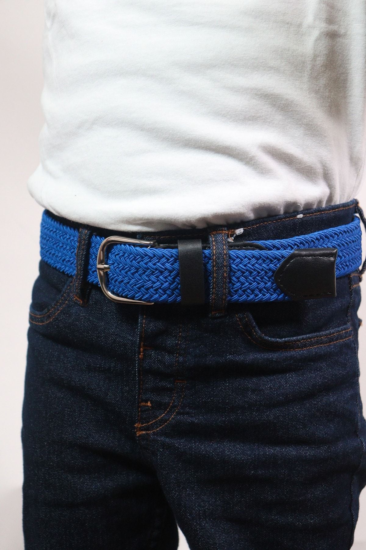 Elastic Knitted Children's Belt Saxe Blue