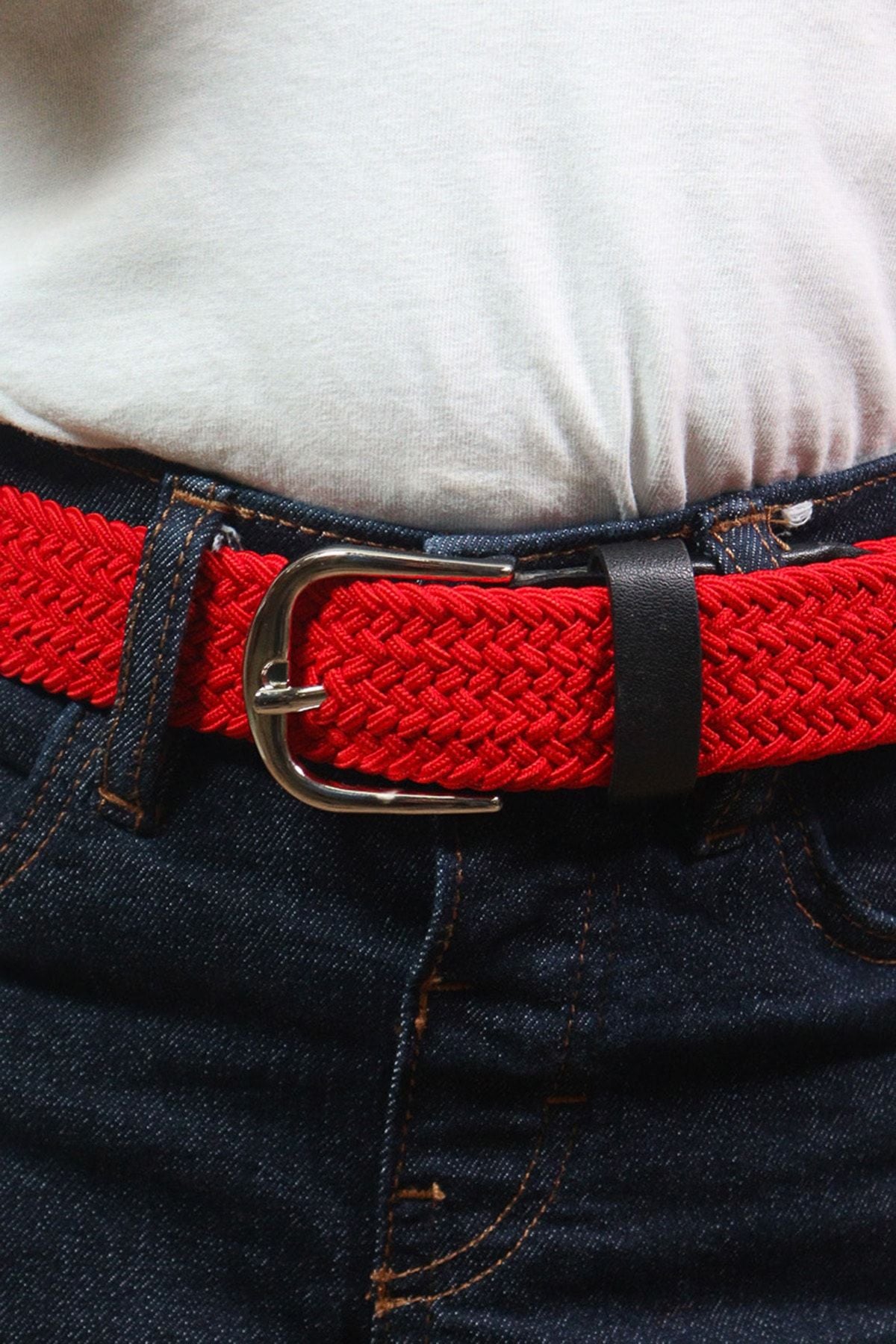 Elastischer Strickgürtel für Kinder in Rot