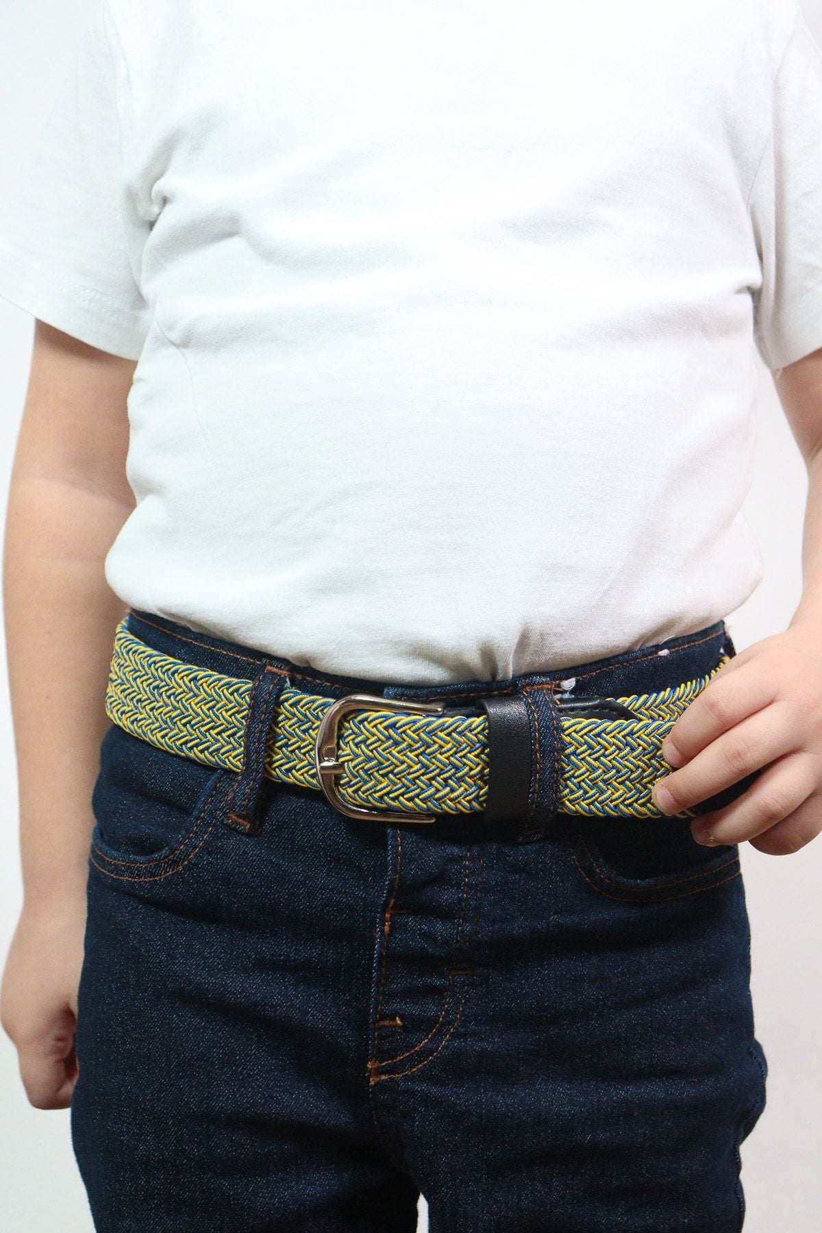 Elastischer Strickgürtel für Kinder Gelb-Blau