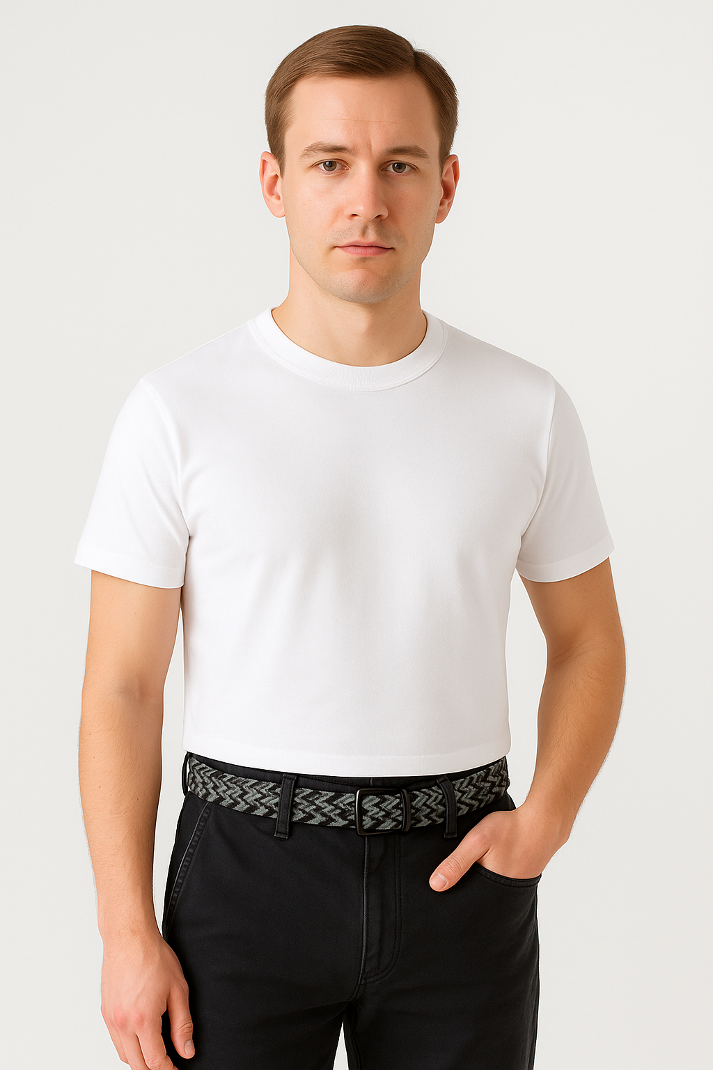 Elastic Knitted Unisex Belt Black-grey