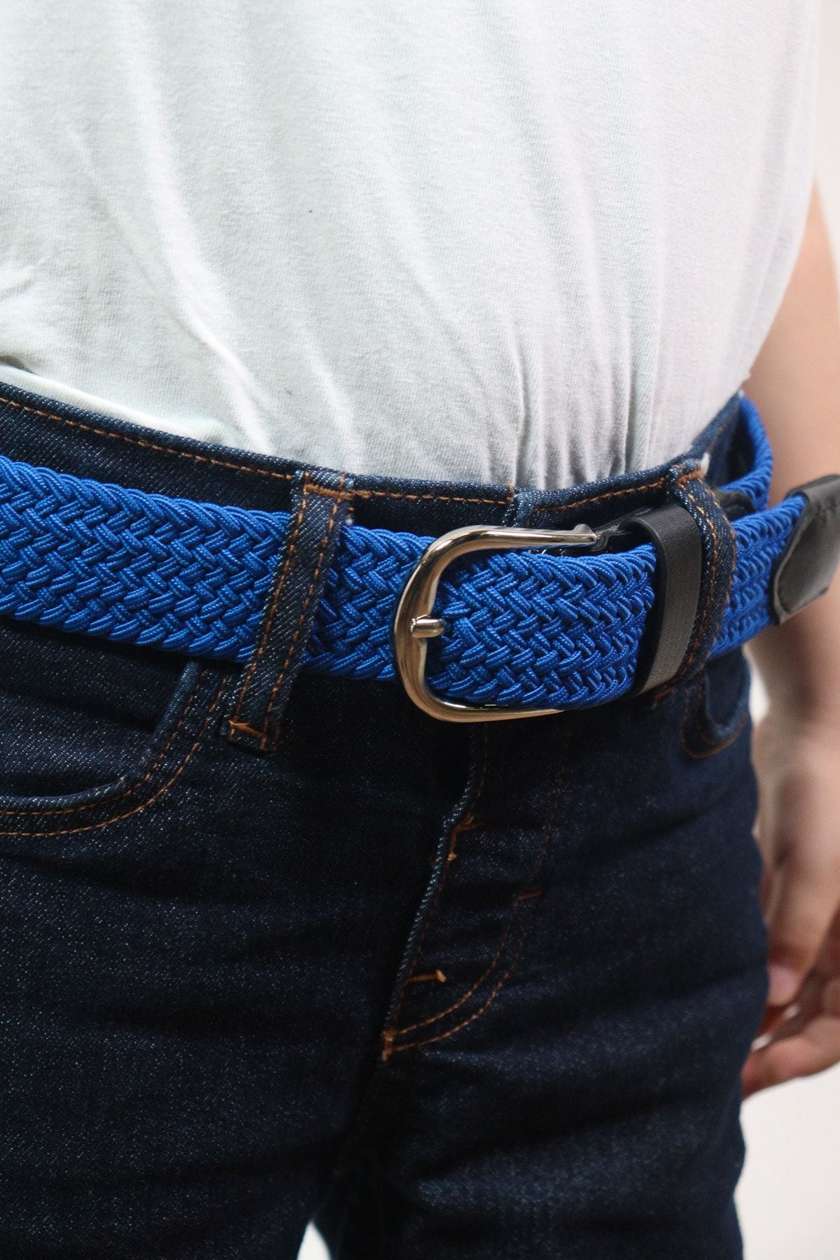 Elastic Knitted Children's Belt Saxe Blue