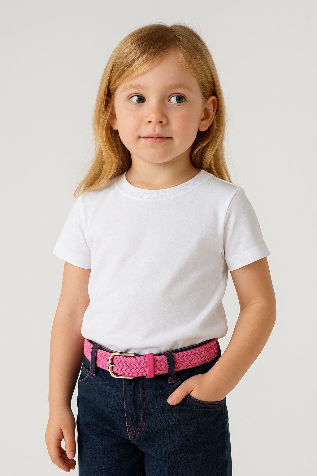 Elastischer Strickgürtel für Kinder Rosa