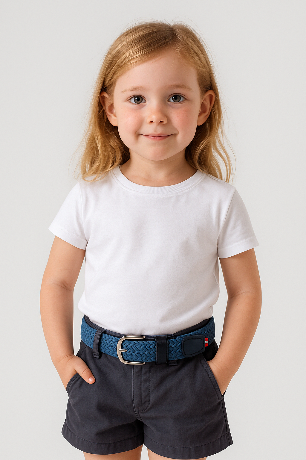Elastic Knitted Kids Belt Indigo
