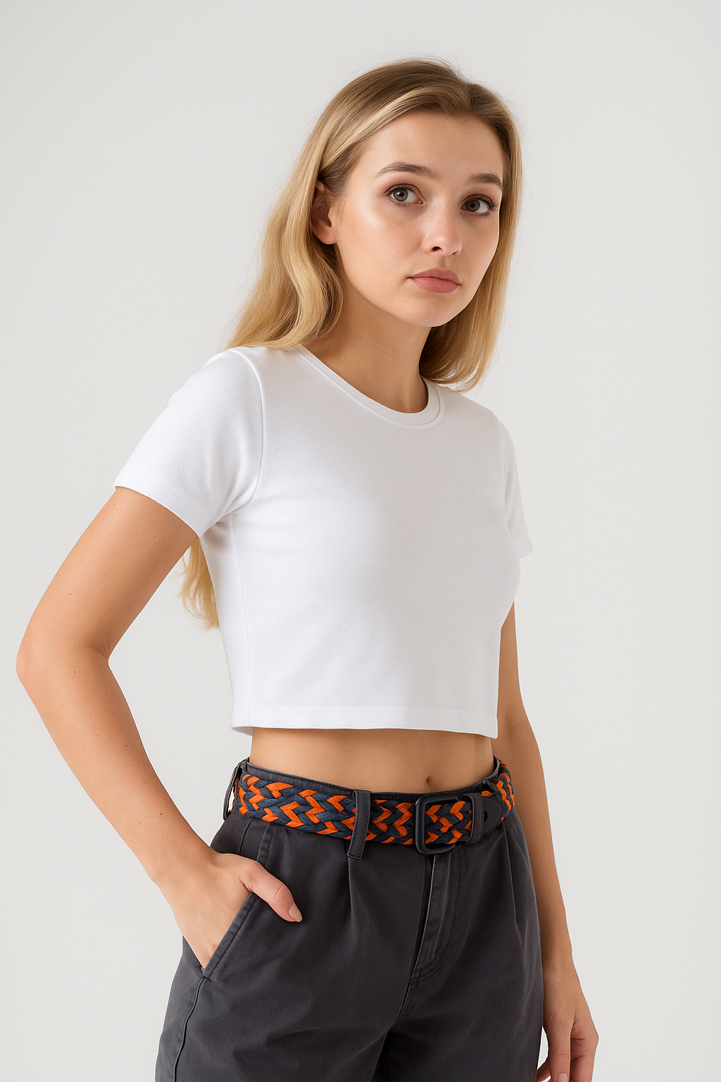 Elastischer Strickgürtel Unisex Orange-Blau-Kaffee