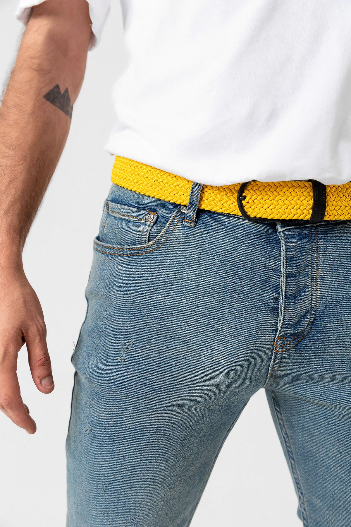 Elastik Örgü Unisex Kemer Sarı