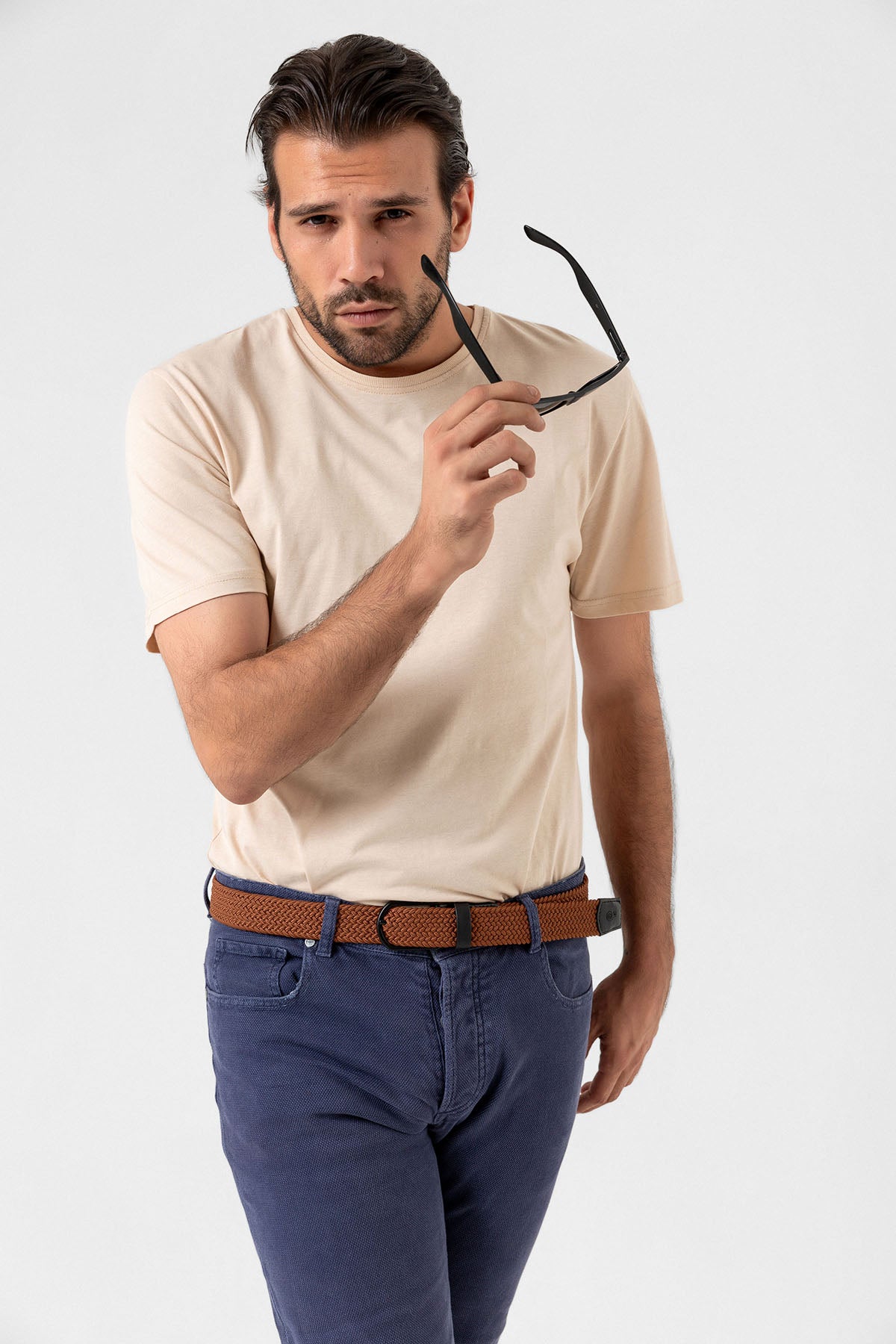 Elastischer Strickgürtel Unisex Hellbraun