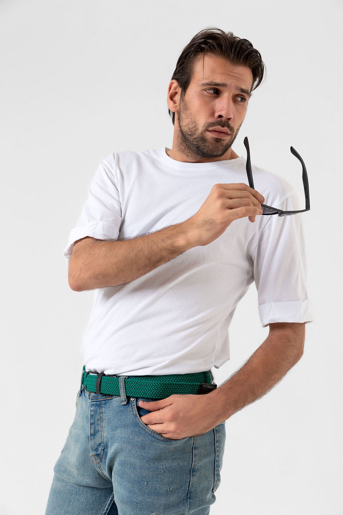 Elastischer Strickgürtel Unisex Dunkelgrün
