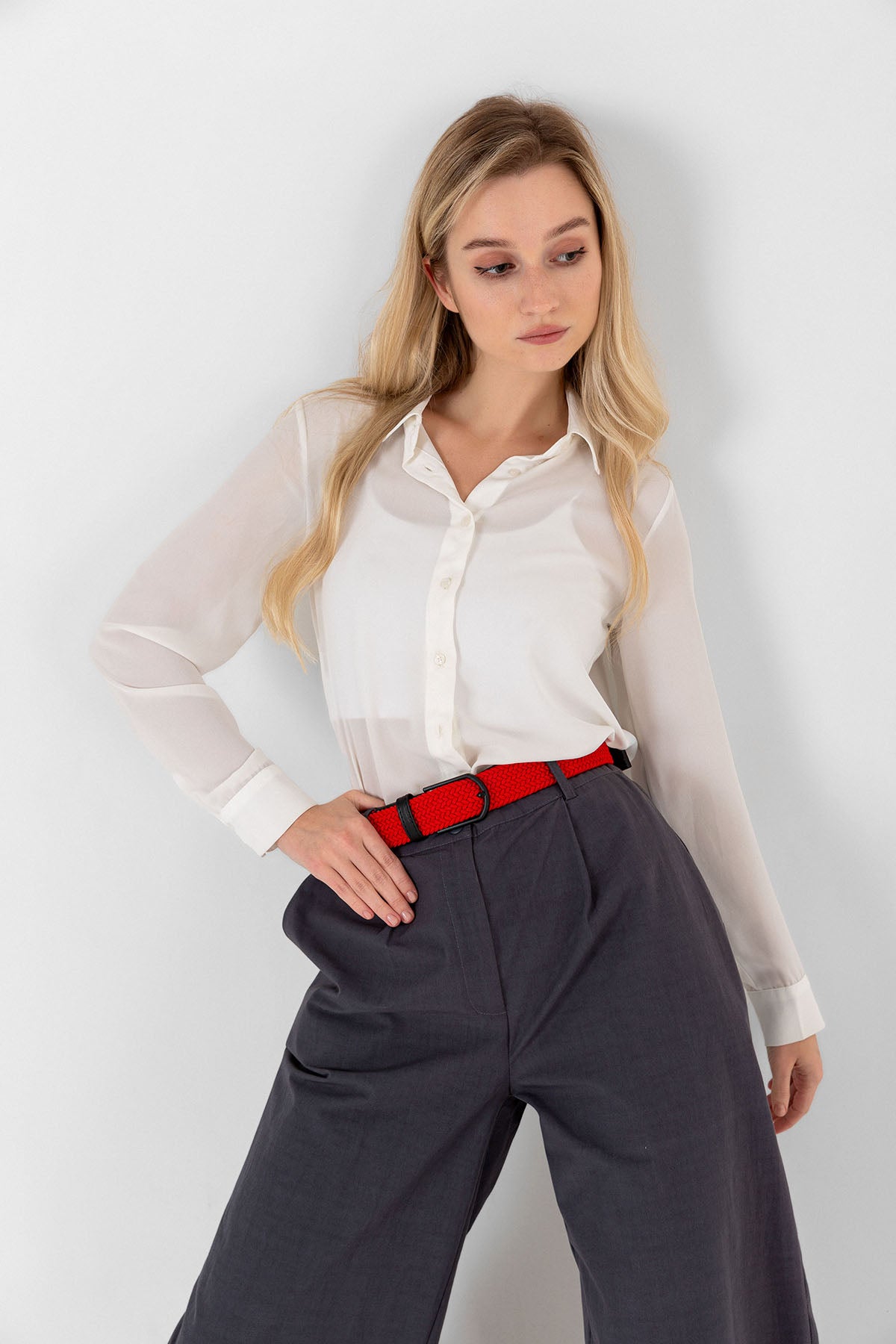 Elastik Örgü Unisex Kemer Kırmızı