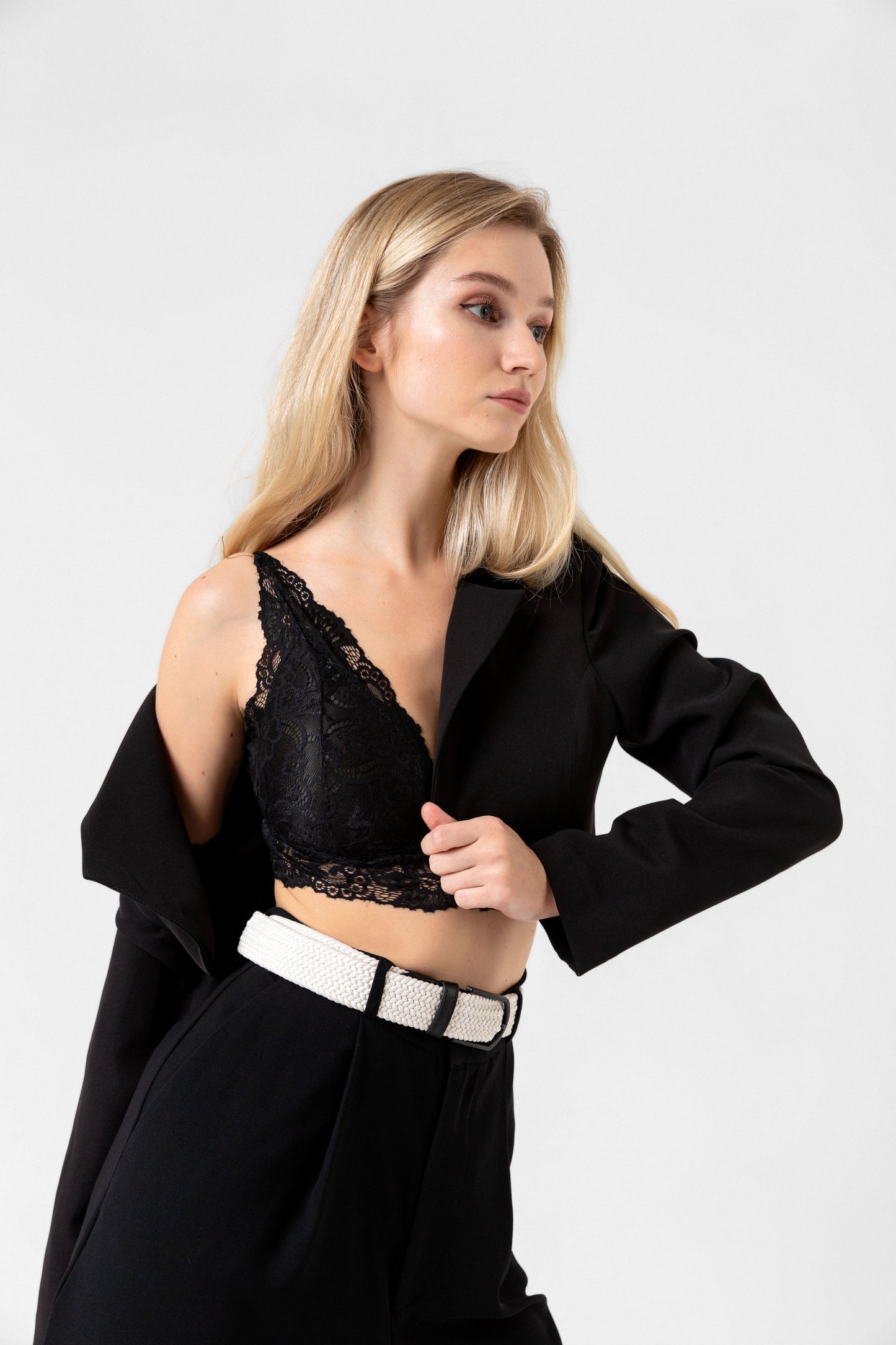 Elastischer Strickgürtel Unisex Ecru