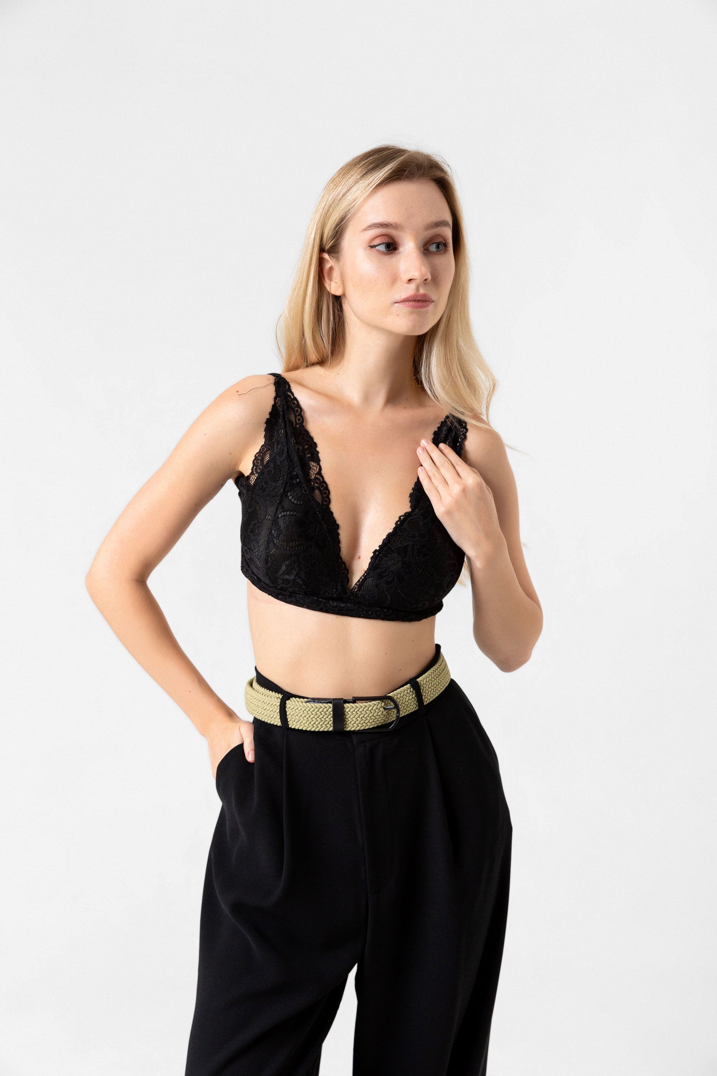 Elastischer Strick-Unisex-Gürtel Olivgrün