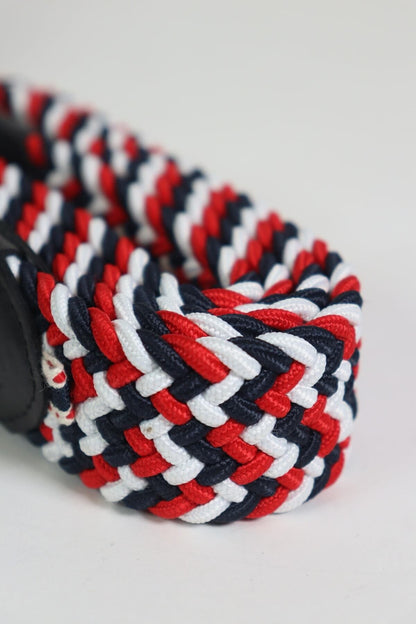 Elastischer Strickgürtel Unisex Rot-Marineblau-Weiß