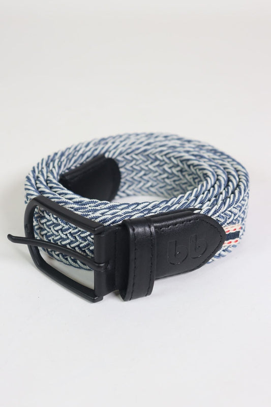 Elastischer Strickgürtel Unisex Indigo-Weiß