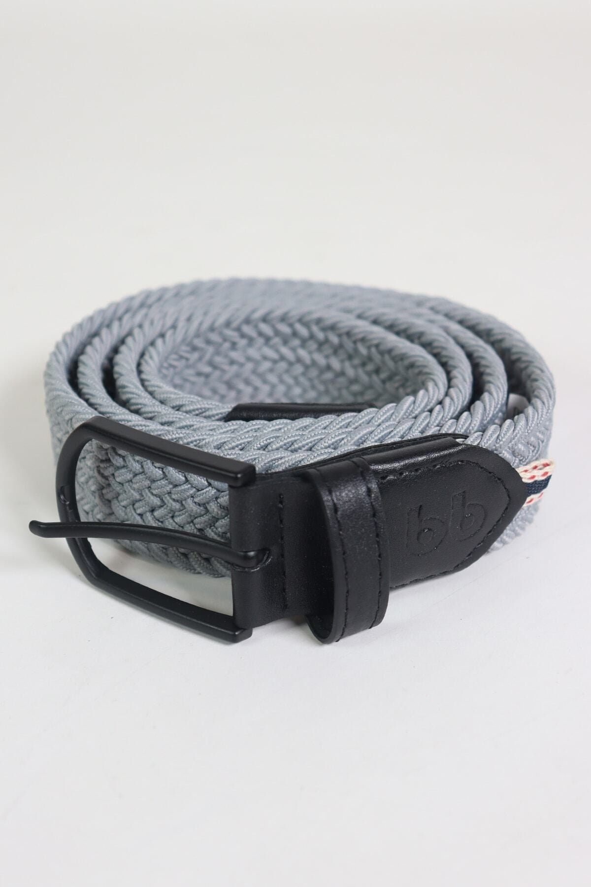 Elastic Knitted Unisex Belt Light Grey