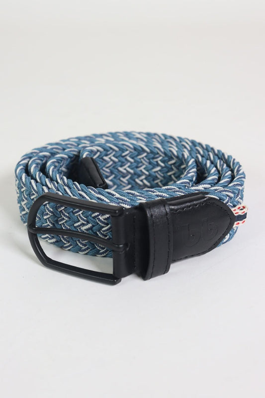 Elastischer Strickgürtel Unisex Blau-Ecru