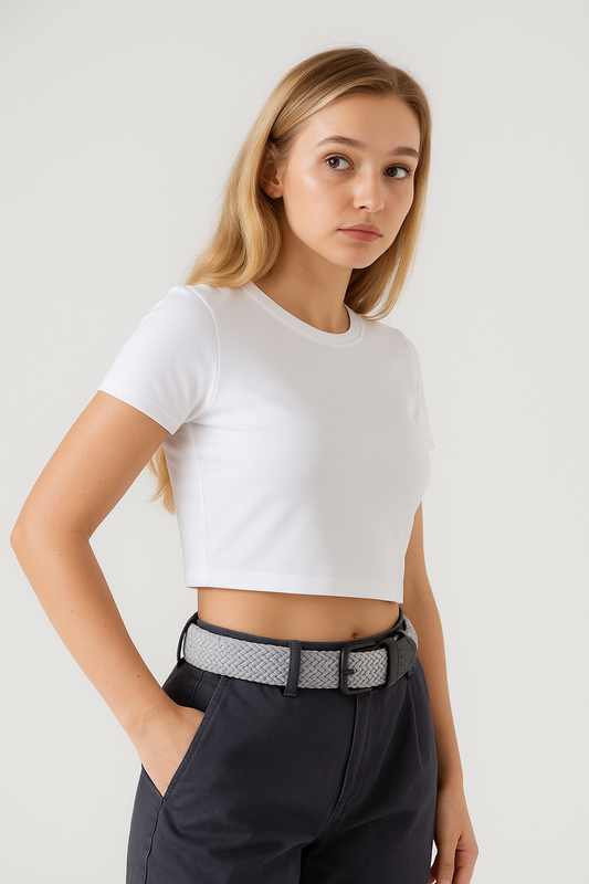 Elastischer Strickgürtel Unisex Hellgrau