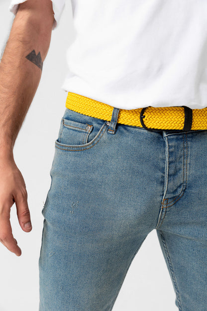 Elastischer Strickgürtel Unisex Gelb