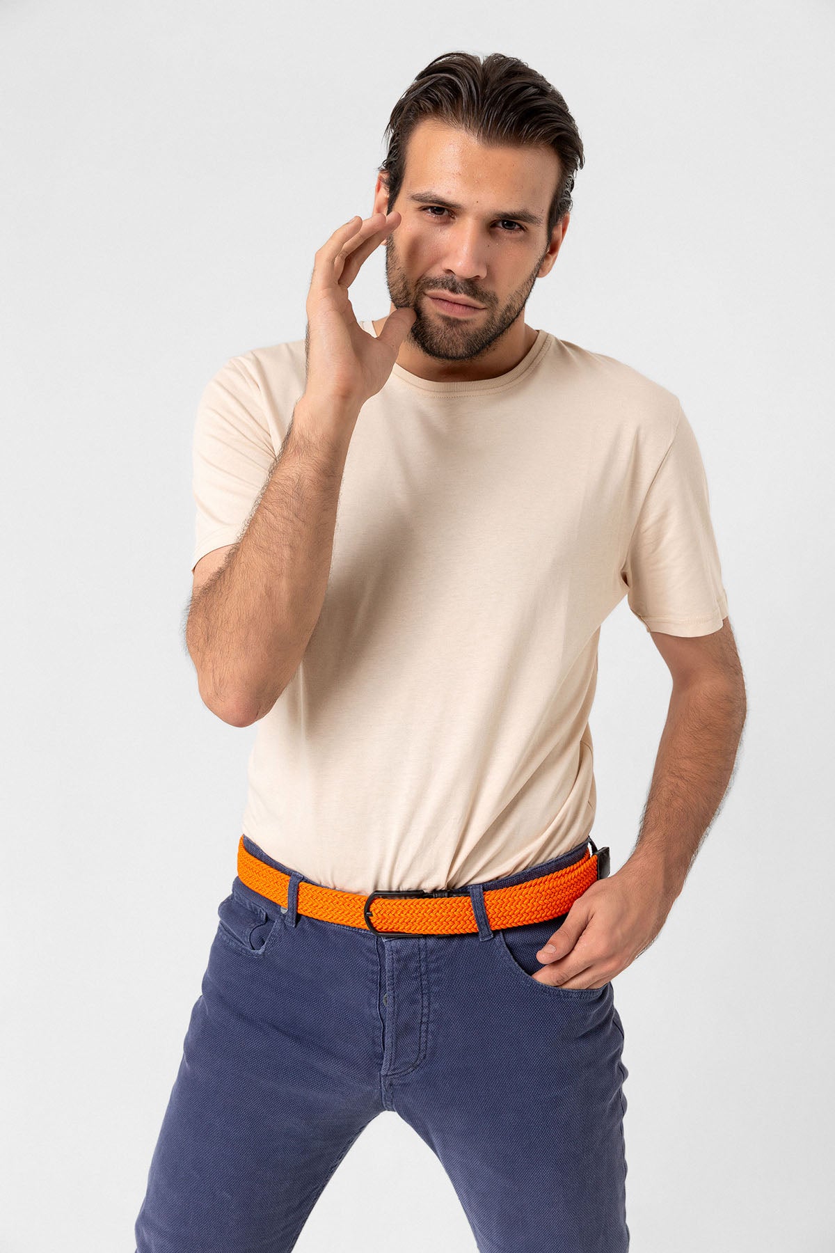 Elastik Örgü Unisex Kemer Turuncu