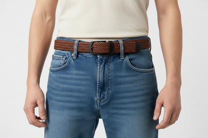 Elastik Örgü Unisex Kemer Taba