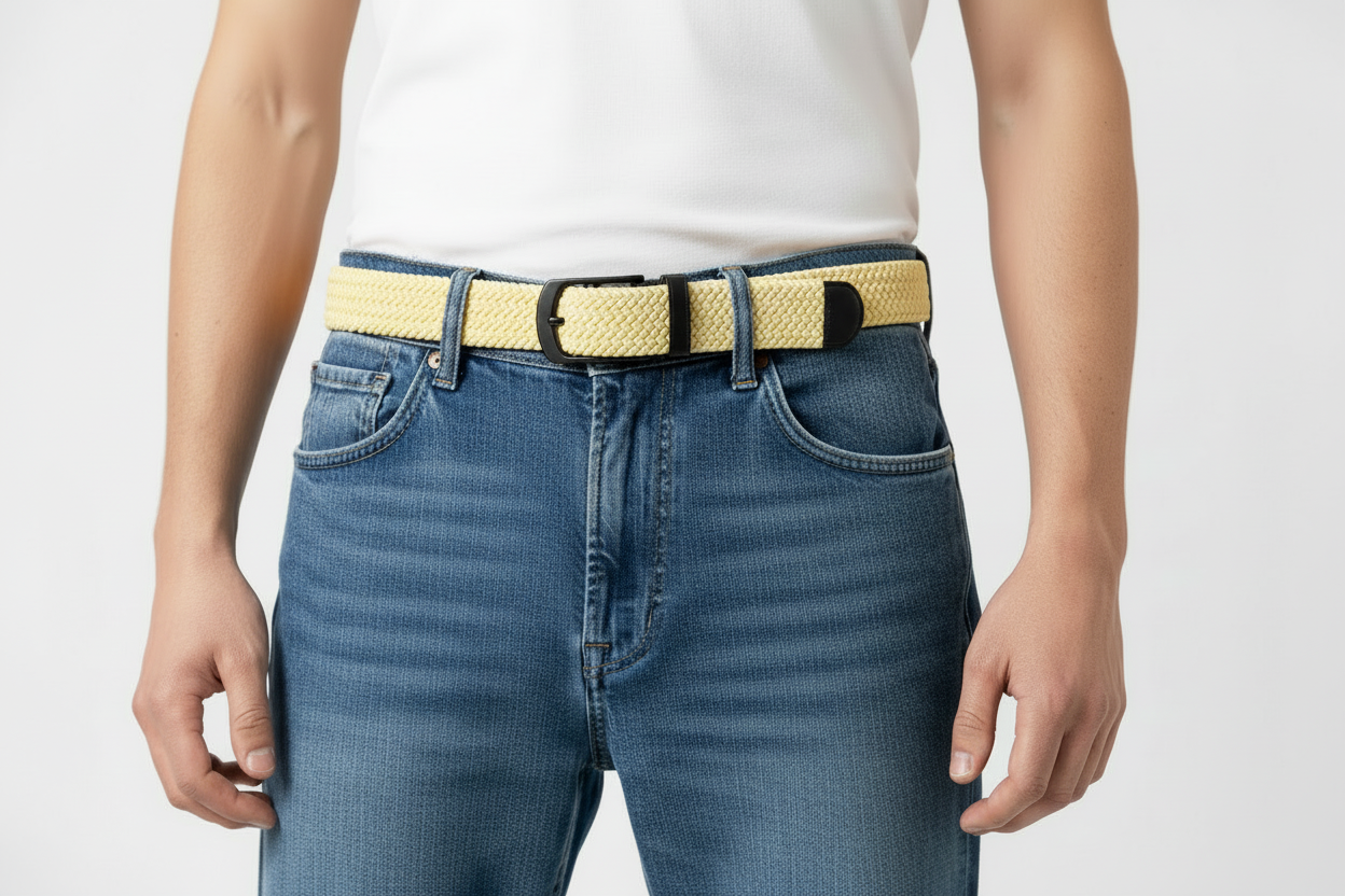 Elastik Örgü Unisex Kemer Sarı