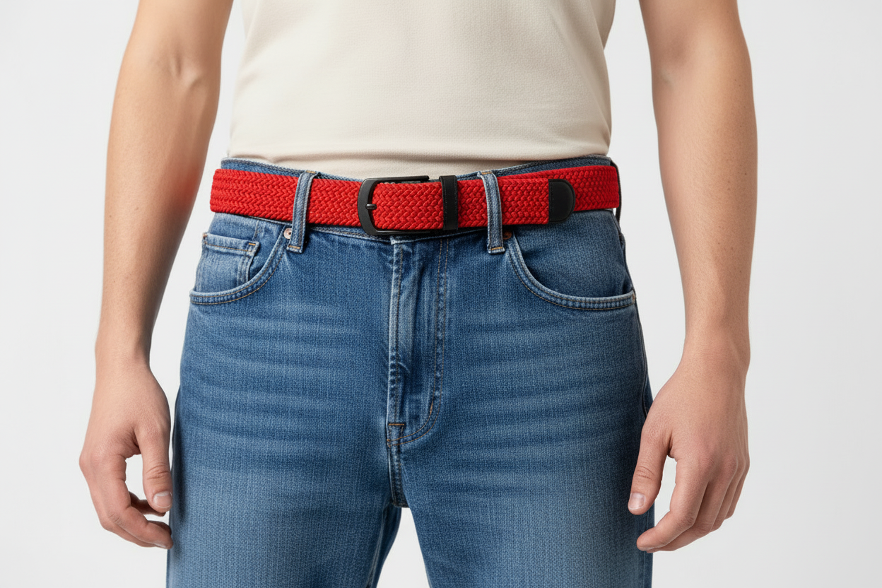 Elastik Örgü Unisex Kemer Kırmızı