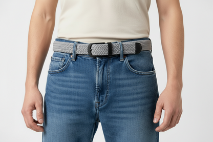 Elastik Örgü Unisex Kemer Acık Gri