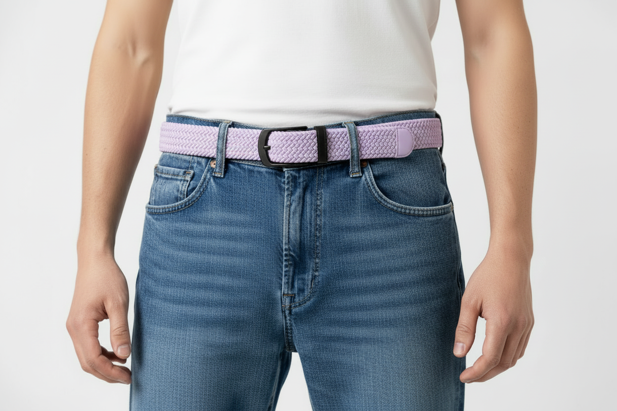 Elastik Örgü Unisex Kemer Lila