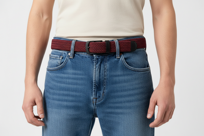 Elastischer Strickgürtel Unisex Bordeauxrot