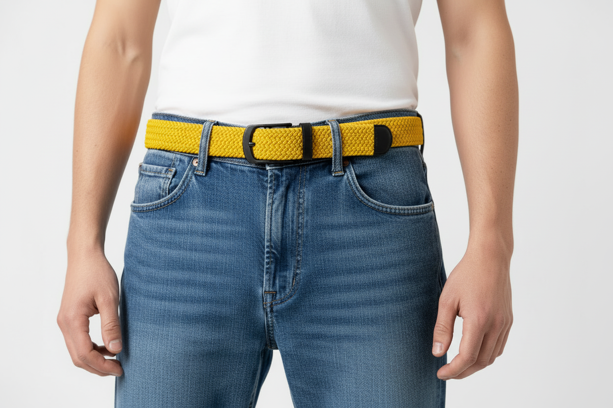 Elastik Örgü Unisex Kemer Sarı