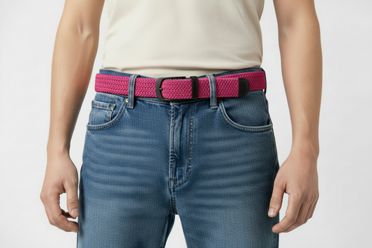 Elastik Örgü Unisex Kemer Pembe